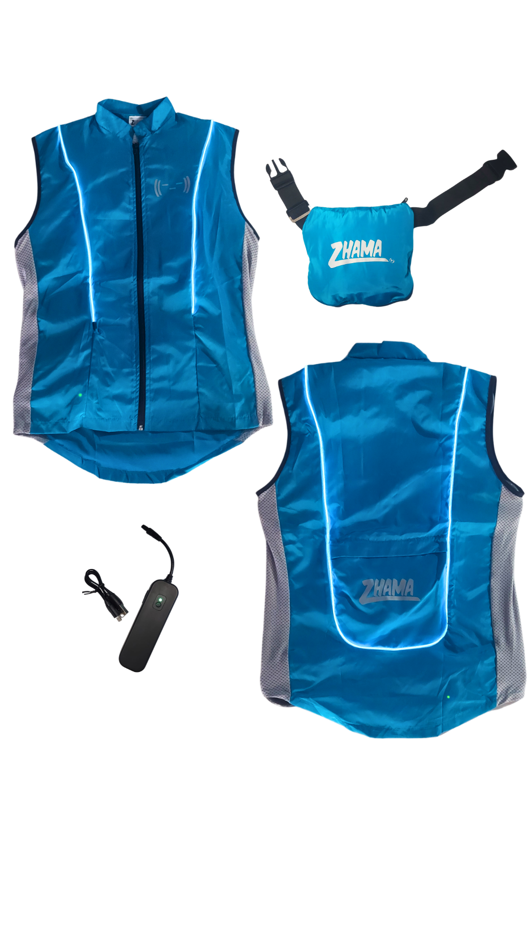 Chaleco Azul turquesa con luz electroluminiscente