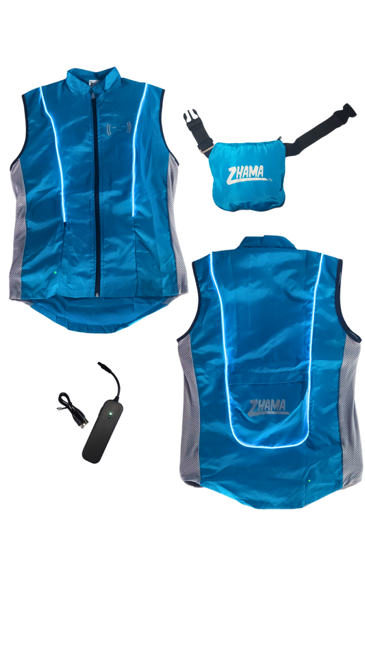 Chaleco Azul turquesa con luz electroluminiscente