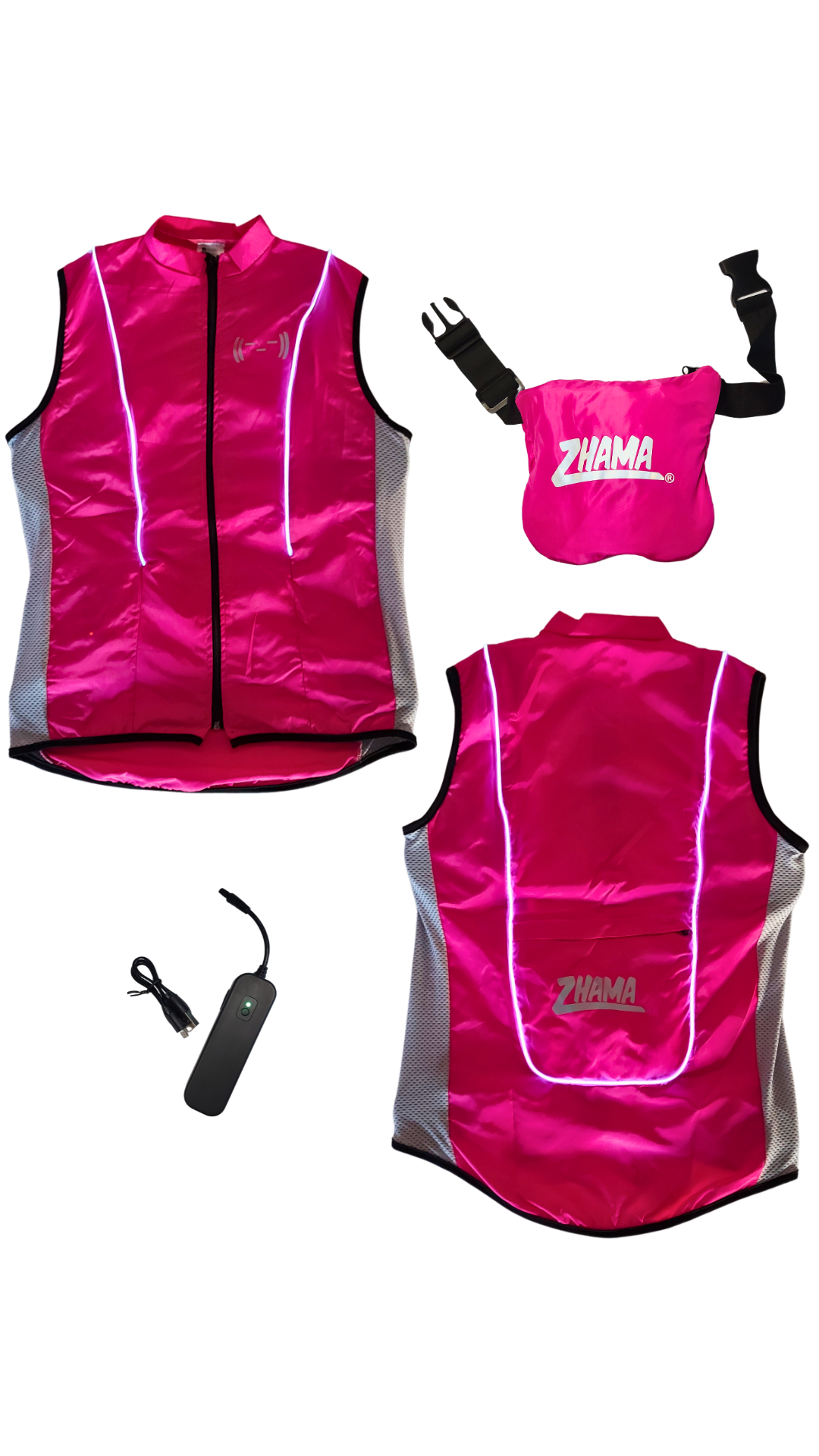 Chaleco Rosa neón con luz electroluminiscente