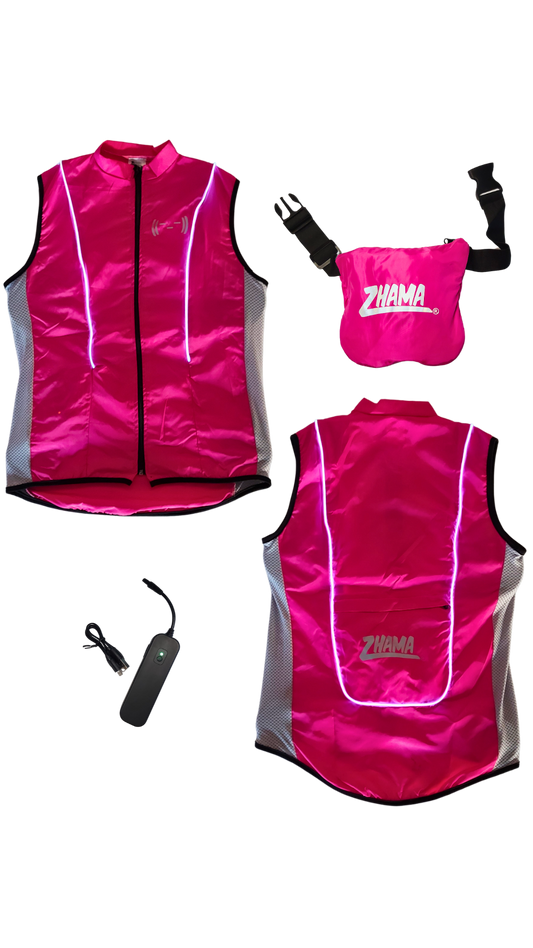 Chaleco Rosa neón con luz electroluminiscente