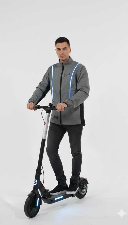 Chamarra 100% reflejante con luz